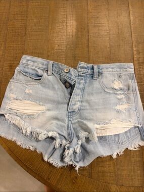 Abercrombie & Fitch Light Blue Distressed Denim Cutoff Shorts